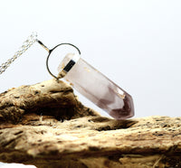 Lithium Quartz Phantom Silver Pendant: Ethically Mined Natural Crystal for Calm