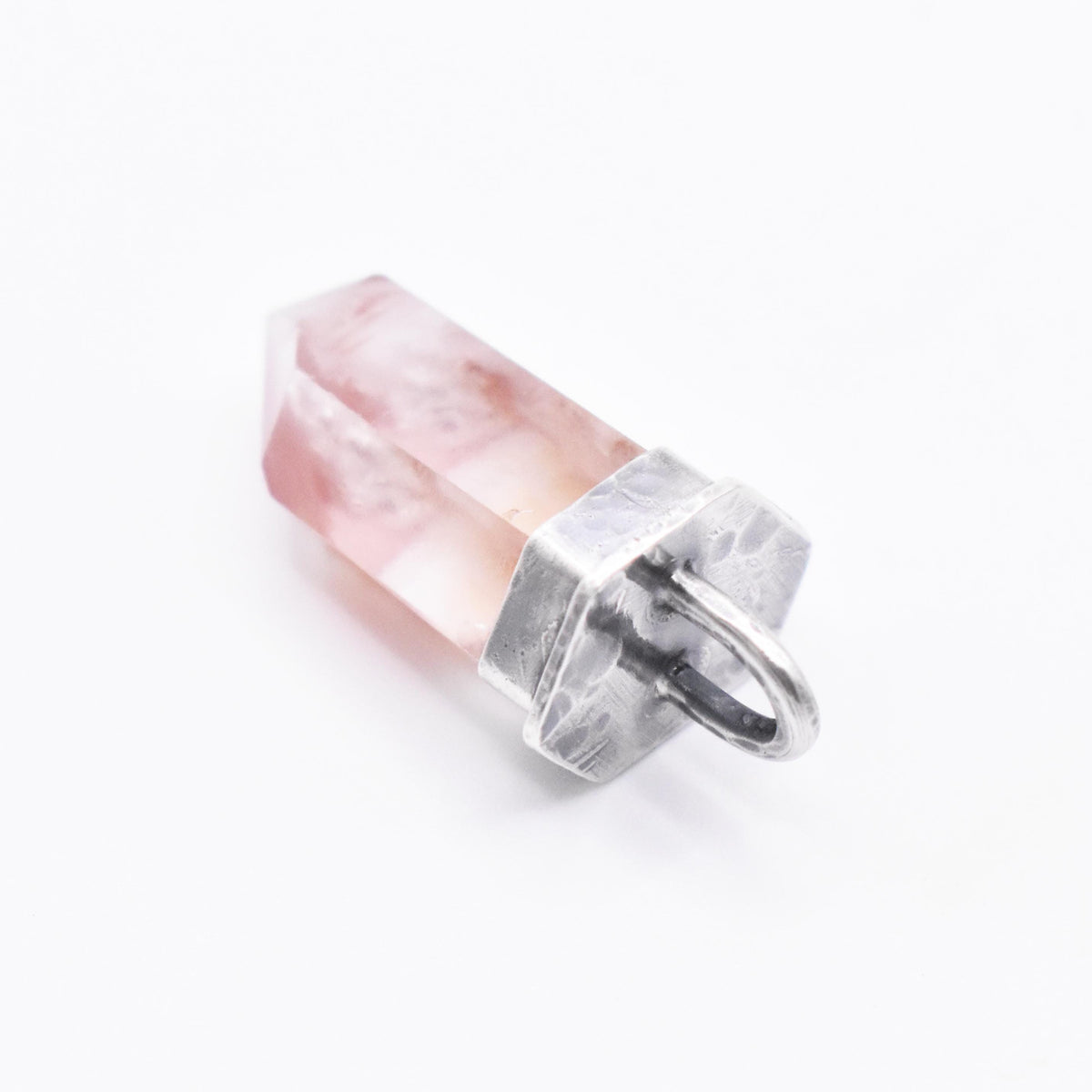 Handmade Lithium Quartz Crystal Oxidised Sterling Silver Pendant