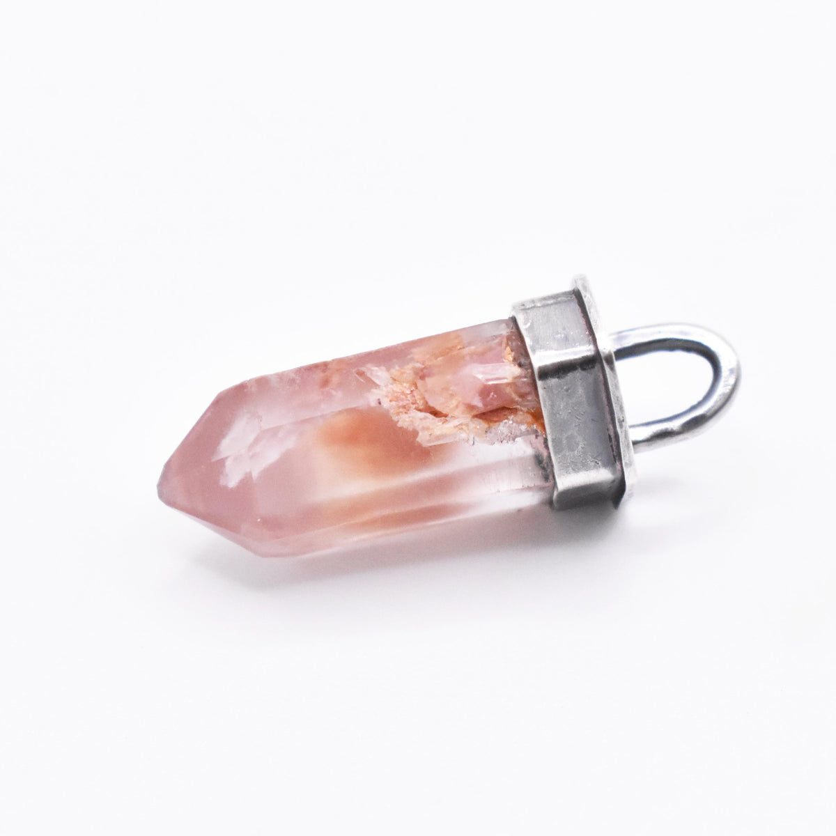 Handmade Lithium Quartz Crystal Oxidised Sterling Silver Pendant