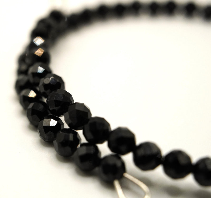 Faceted Black Spinel Bracelet: Unique Handmade Natural Gemstone Jewellery