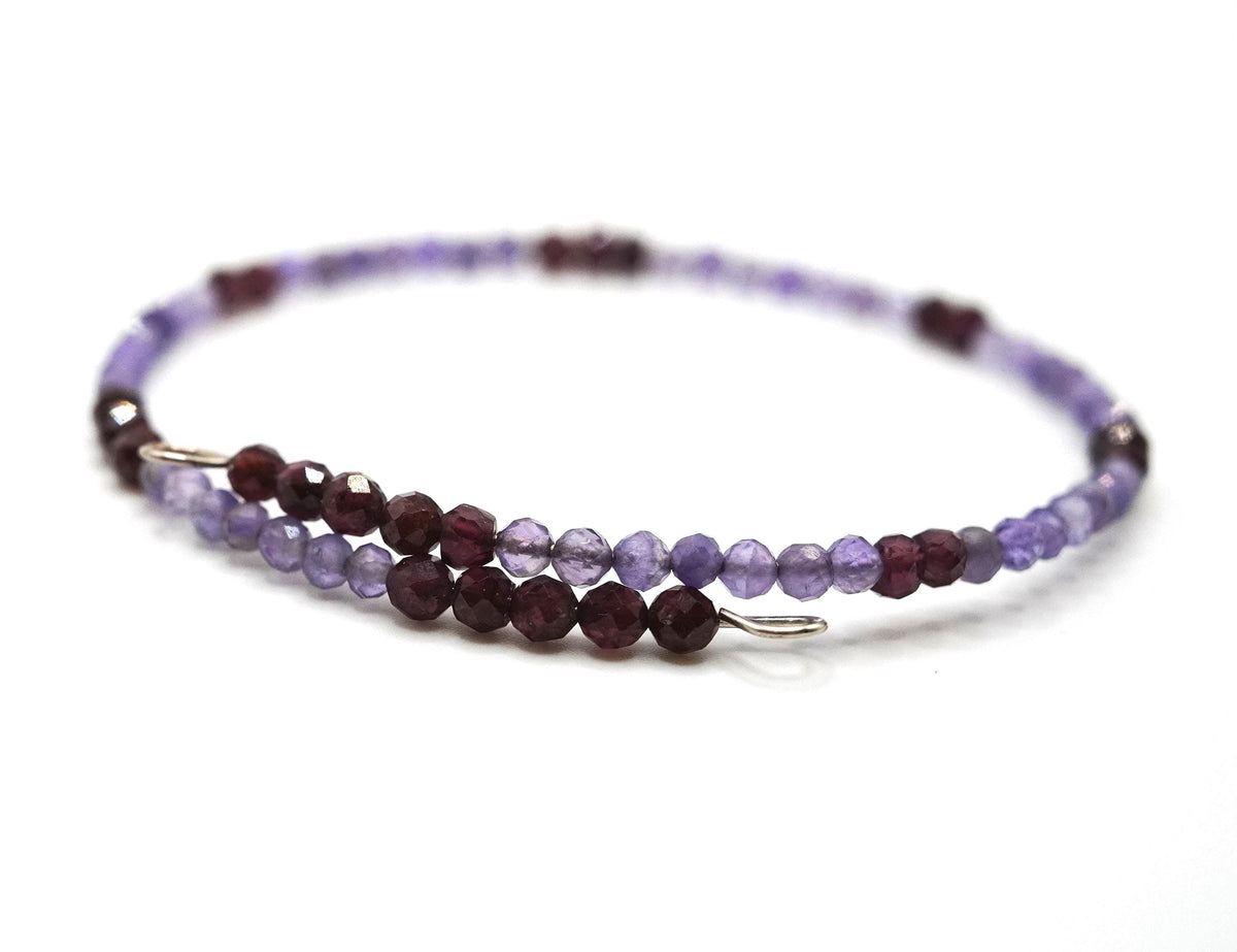 Faceted Amethyst & Garnet Bracelet: Unique Handmade Natural Gemstone Jewellery