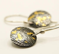 24k Gold & Oxidised Sterling Silver Earrings: Unique Handmade Jewellery