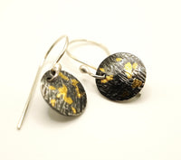24k Gold & Oxidised Sterling Silver Earrings: Unique Handmade Jewellery