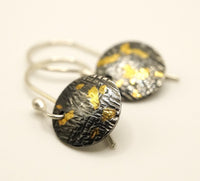 24k Gold & Oxidised Sterling Silver Earrings: Unique Handmade Jewellery