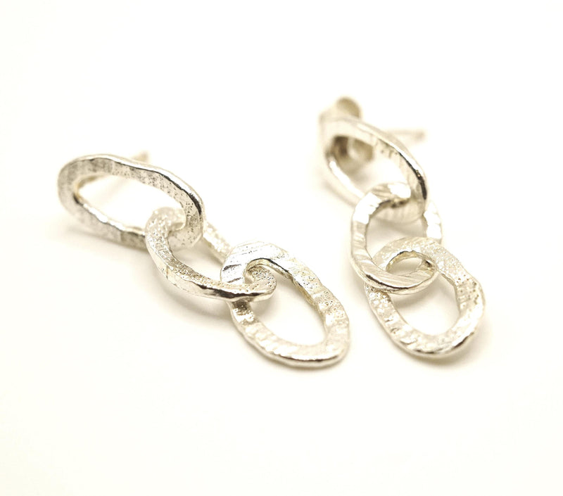 Textured Silver Earrings: Unique Handmade Jewellery