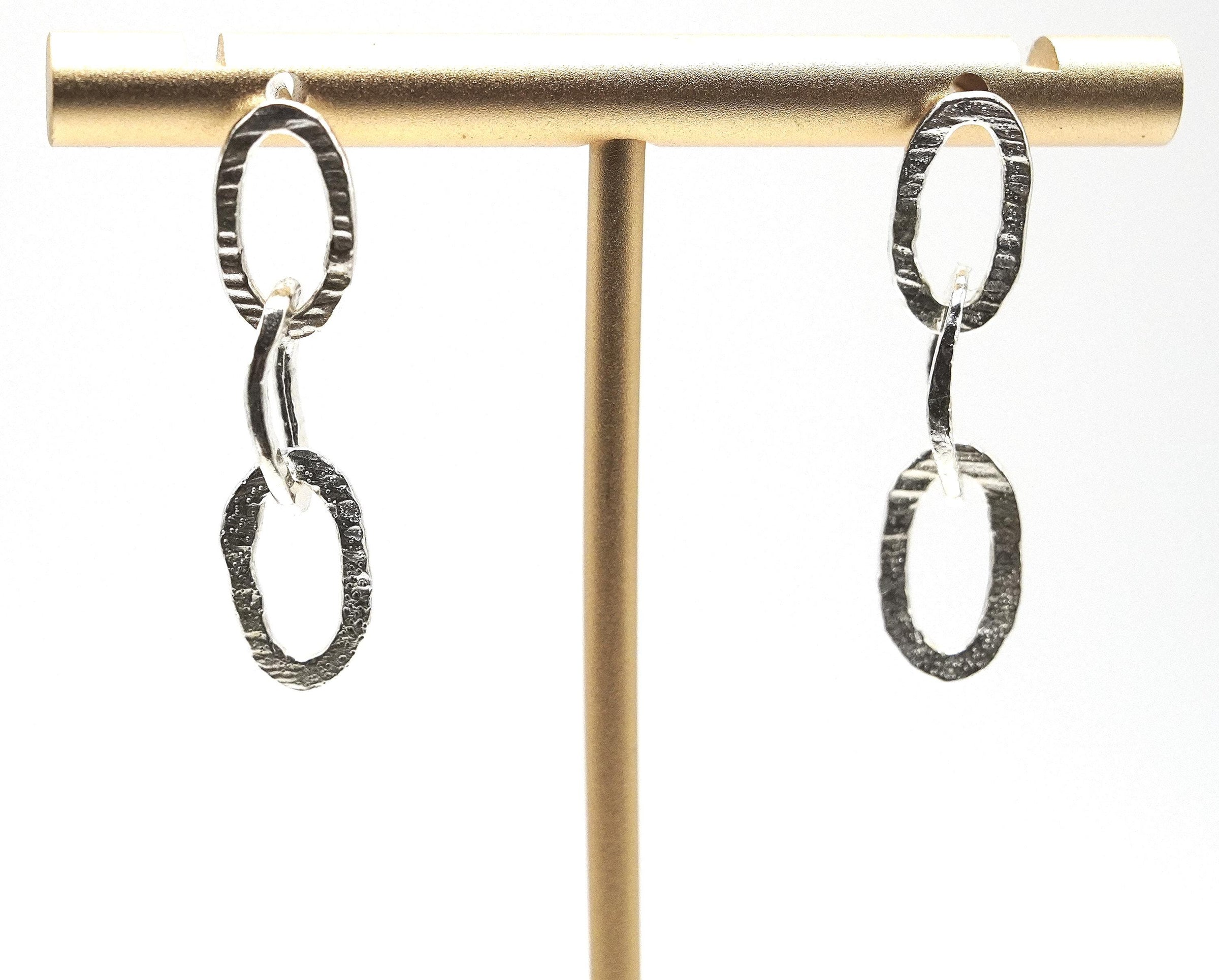 Textured Silver Earrings: Unique Handmade Jewellery