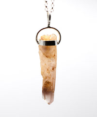 Lithium Quartz Phantom Silver Pendant: Ethically Mined Natural Crystal for Calm