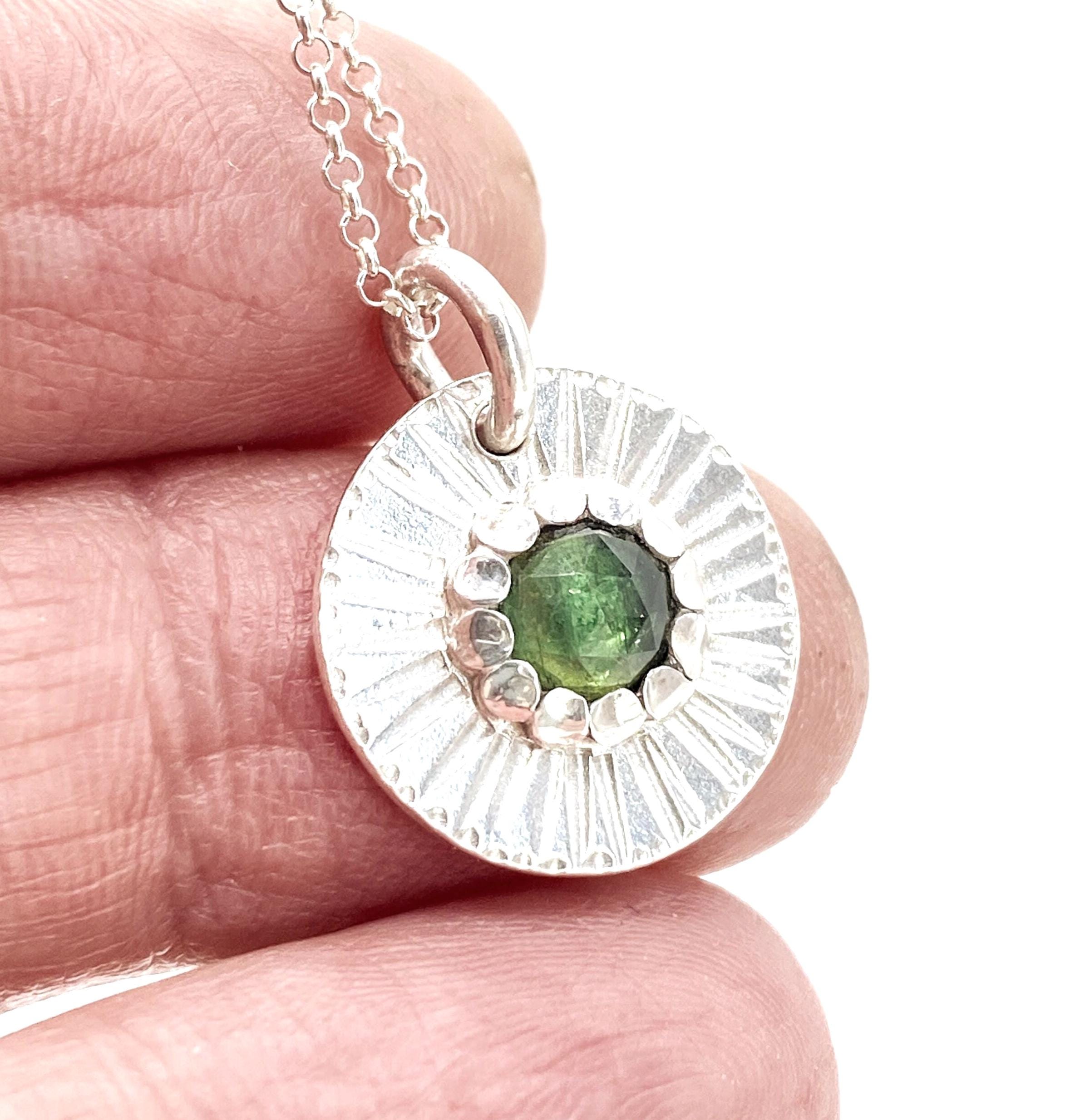 Green Tourmaline Sterling Silver Pendant