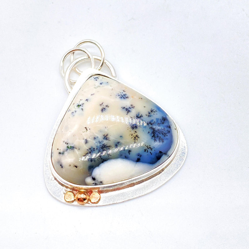Dendritic Opal Silver and Gold Butterfly Pendant