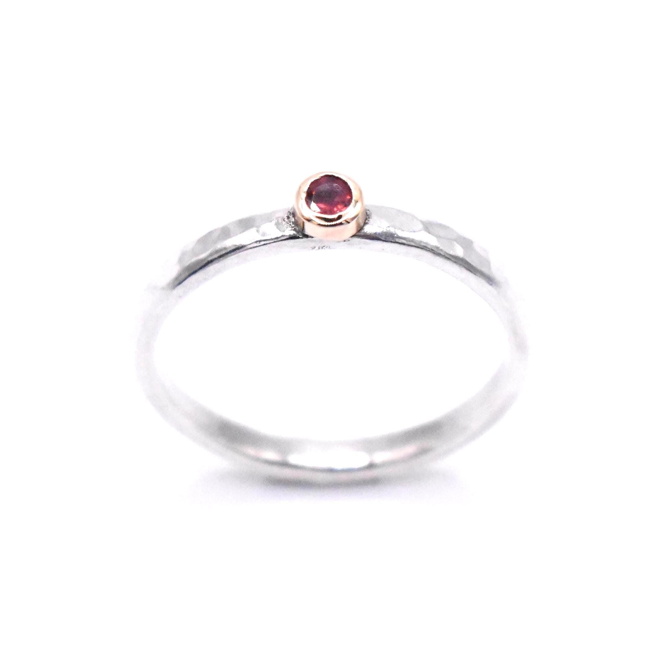 Pink Tourmaline Sterling Silver and Gold Ring