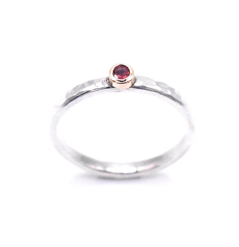 Pink Tourmaline Sterling Silver and Gold Ring