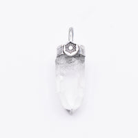 Handmade Himalayan Quartz Blackened Sterling Silver Crown (7th) Chakra Pendant