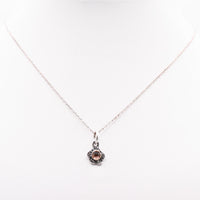 Handmade Pink Tourmaline Sterling Silver and 9ct Gold Flower Pendant