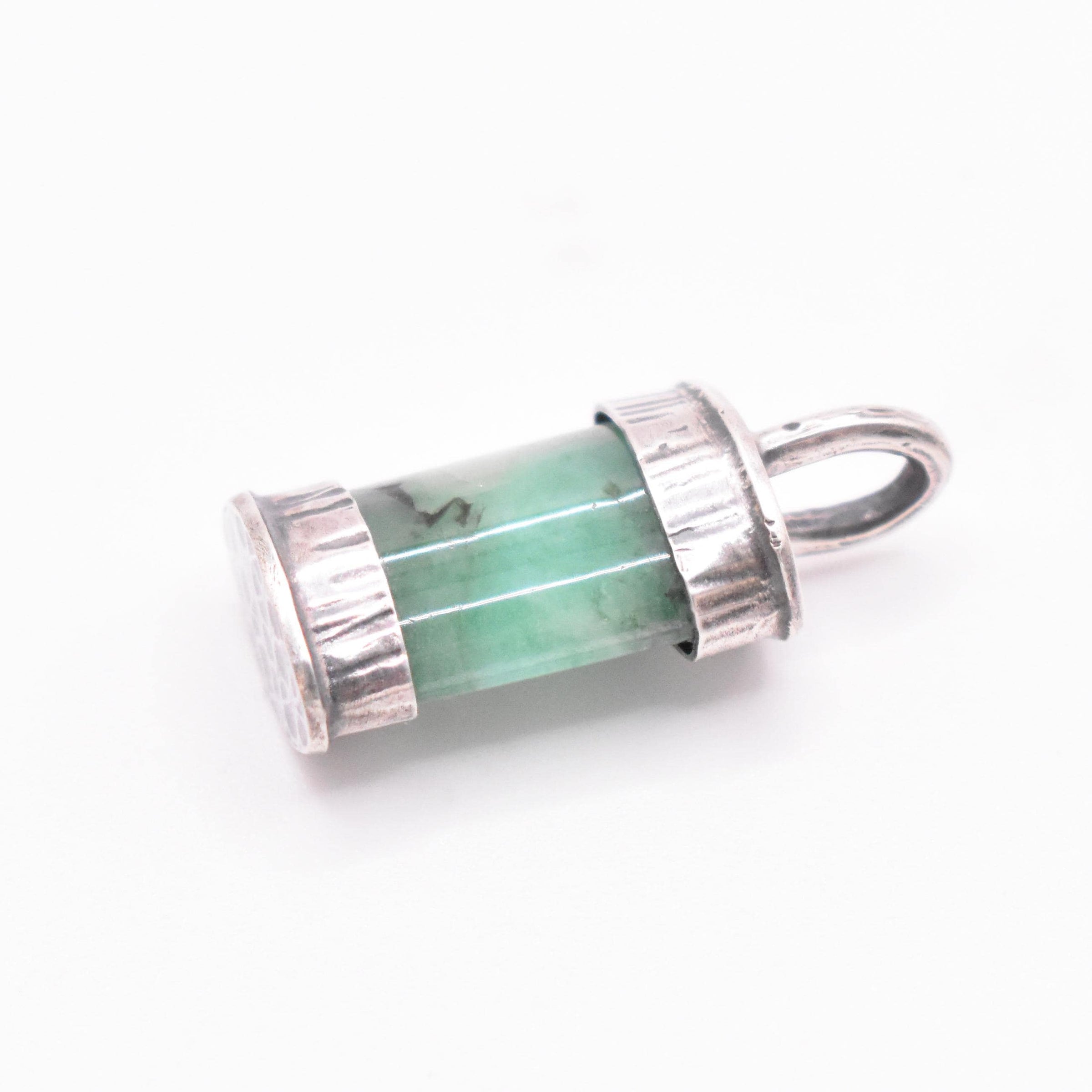 Handmade Textured Sterling Silver Emerald Pendant