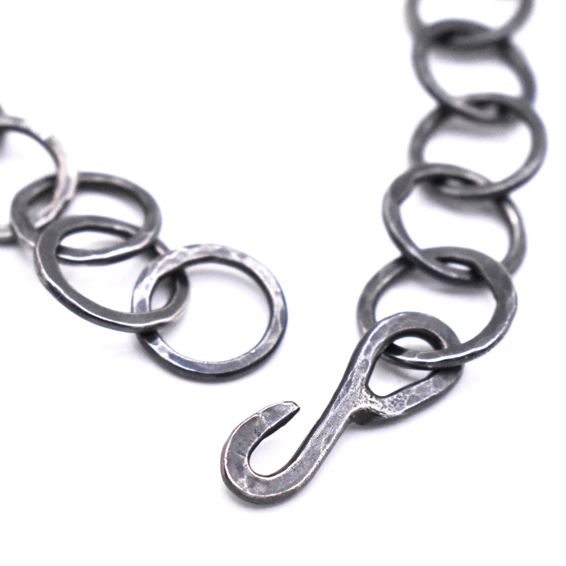 Handmade Oxidised Sterling Silver Bracelet with Tourmalines and 9ct Gold