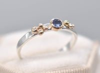Tanzanite Silver & Gold Ring: Unique Handmade Natural Gemstone Jewellery