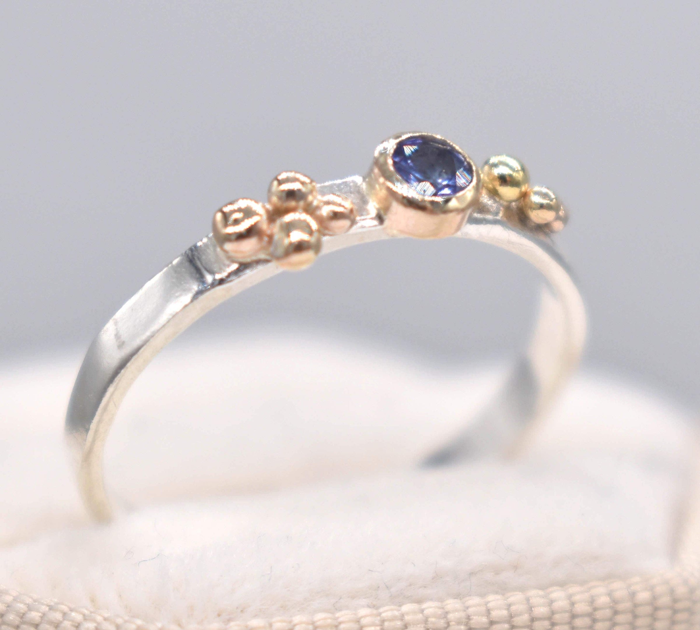 Tanzanite Silver and Gold Ring Handmade