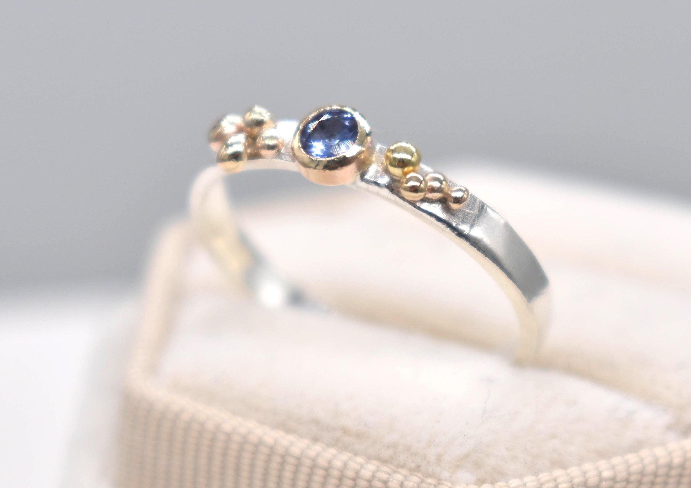 Tanzanite Silver and Gold Ring Handmade