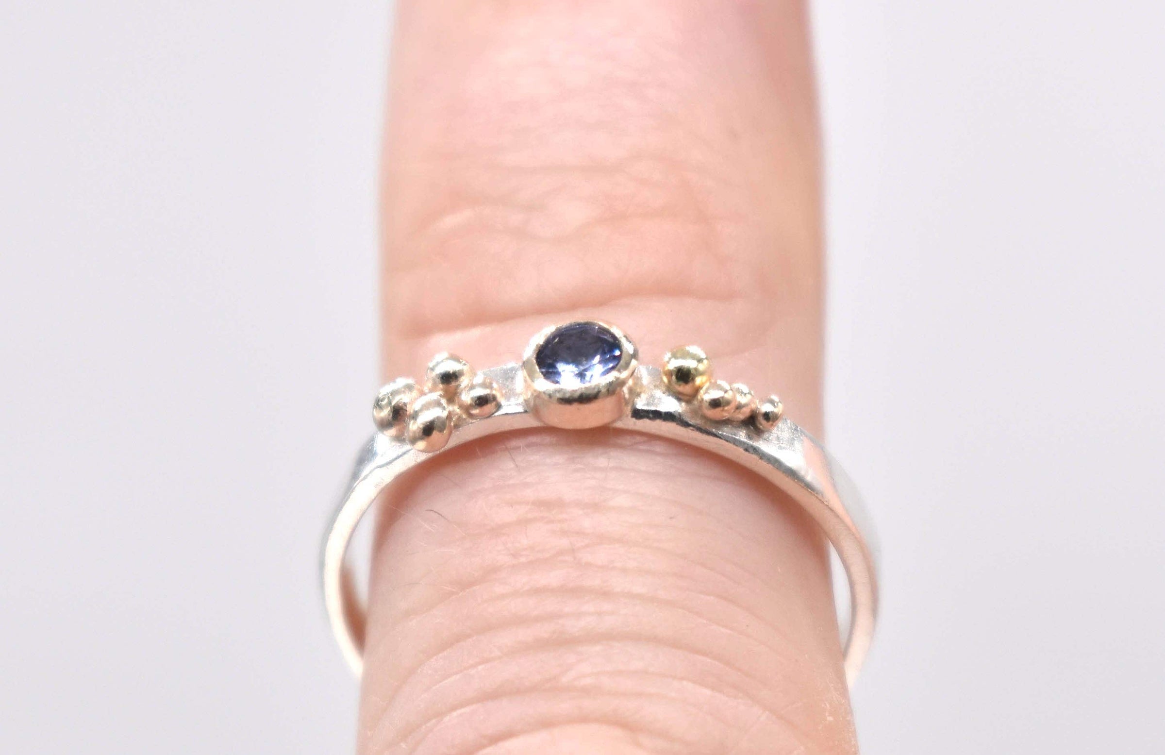 Tanzanite Silver and Gold Ring HandmadeTanzanite Silver & Gold Ring: Unique Handmade Natural Gemstone Jewellery