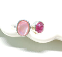 Pink Tourmaline and Mother Of Pearl Silver Ring Handmade