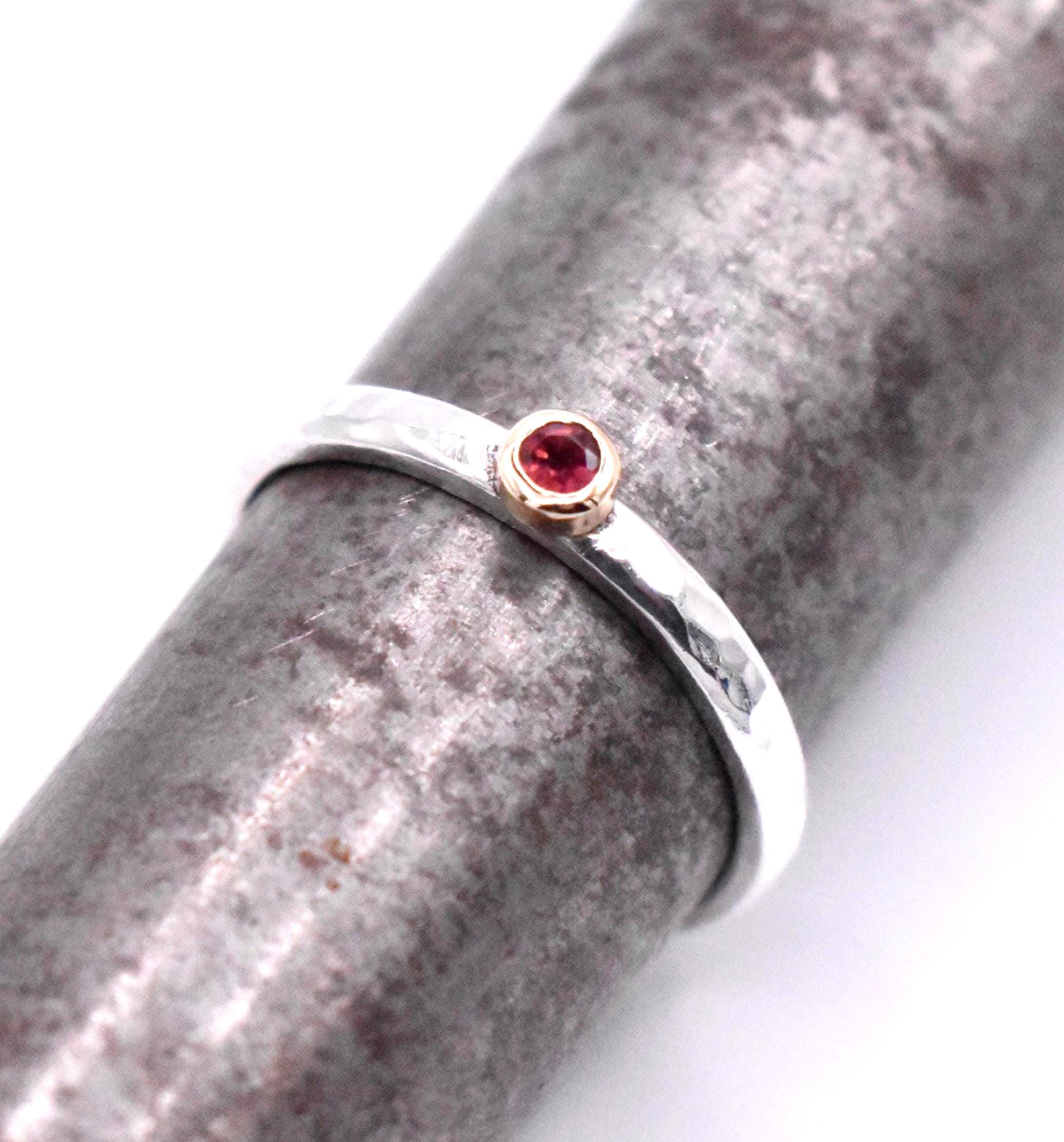 Pink Tourmaline Sterling Silver and Gold Ring
