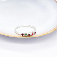 Multi-Coloured Garnet Sterling Silver Ring: Unique Handmade Natural Gemstone Jewellery
