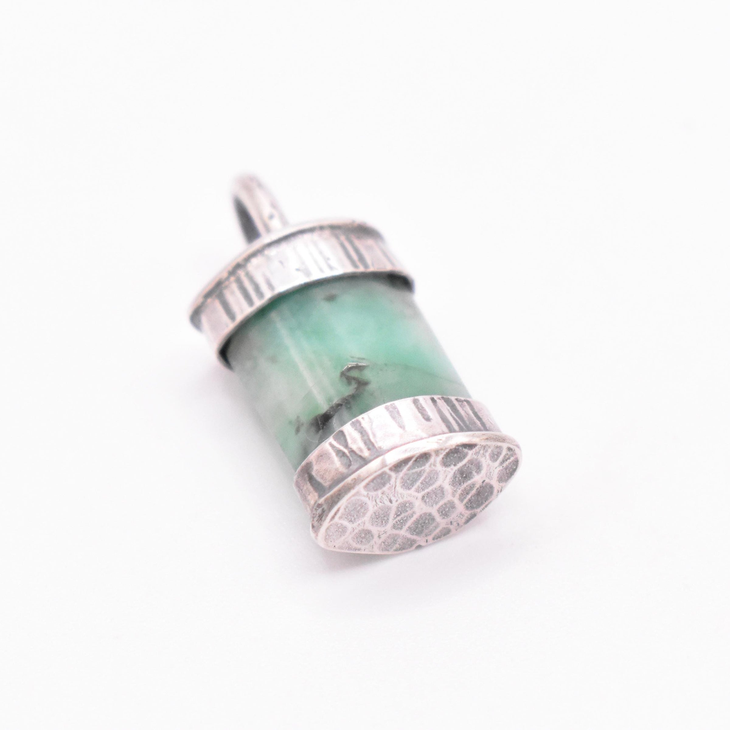 Handmade Textured Sterling Silver Emerald Pendant