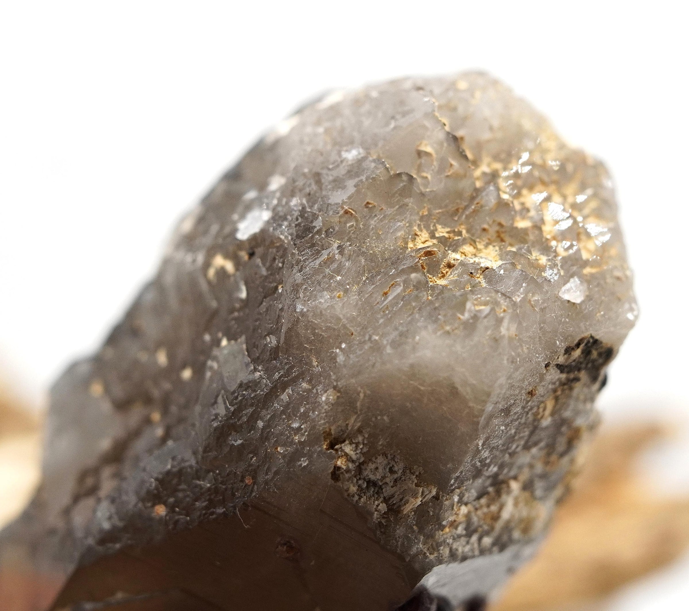 Spessartine Garnets on Self-Healed Smoky Manifestation Quartz: Rare Natural Crystal