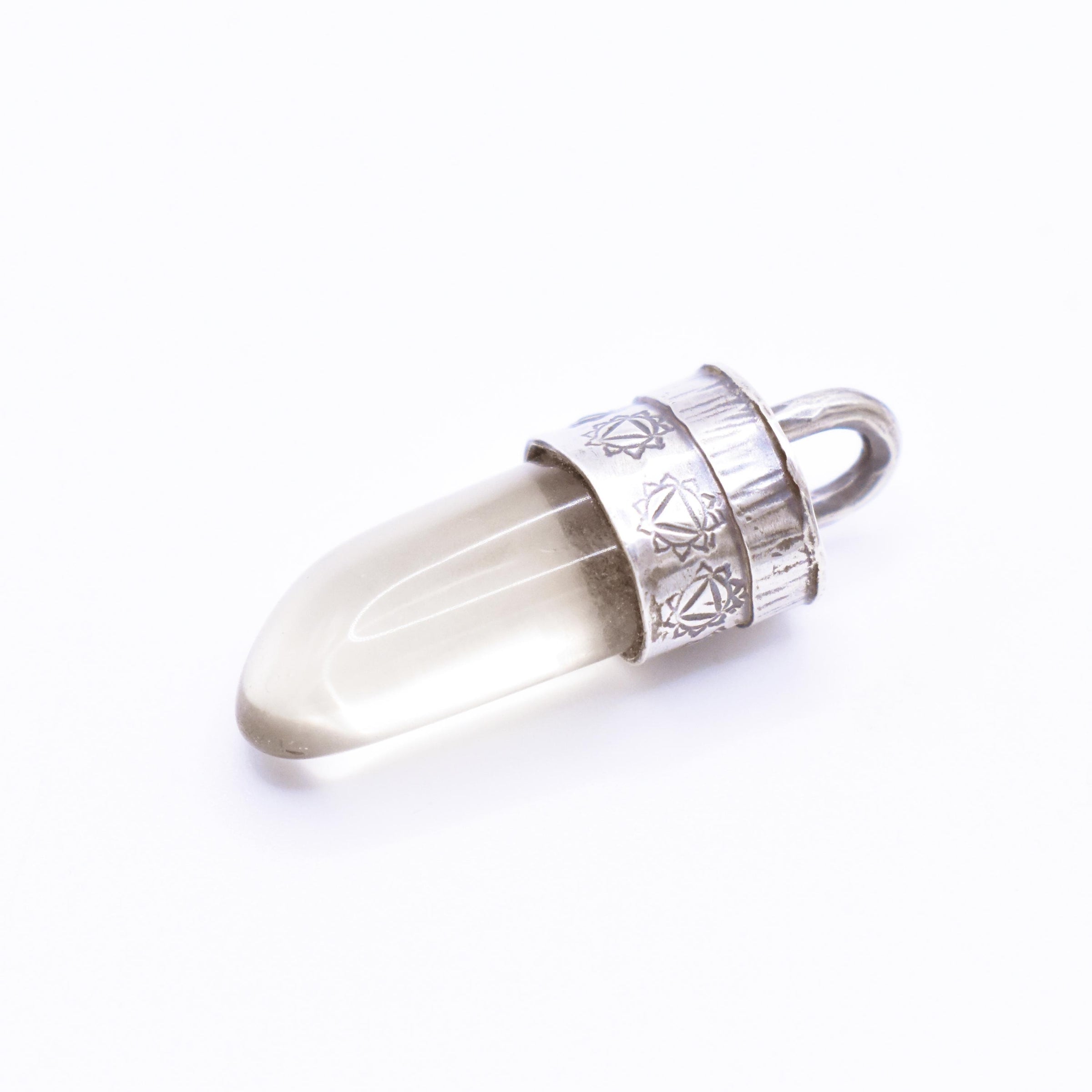 Handmade Citrine Stamped Sterling Silver Solar Plexus Chakra Pendant (Third Chakra)