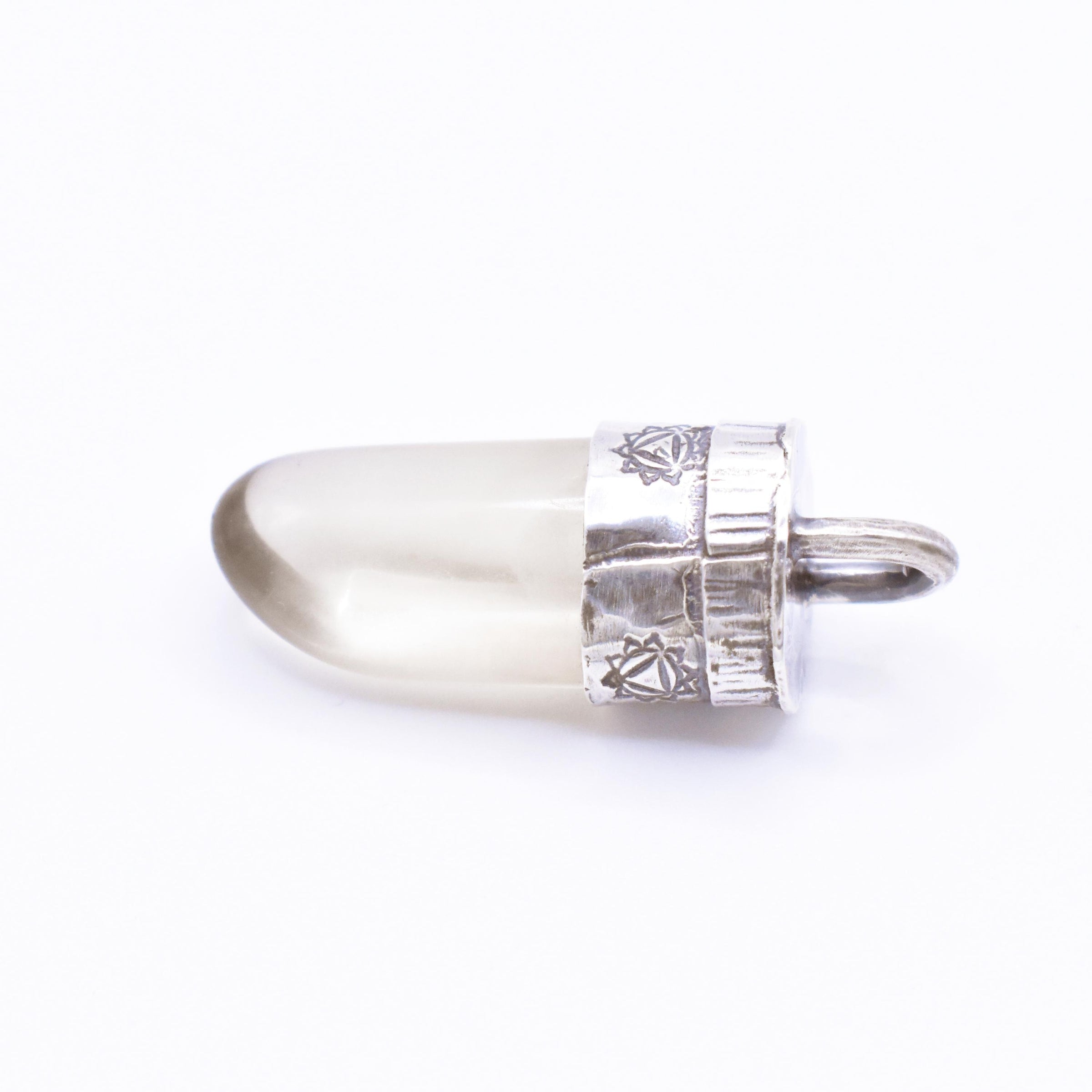 Handmade Citrine Stamped Sterling Silver Solar Plexus Chakra Pendant (Third Chakra)