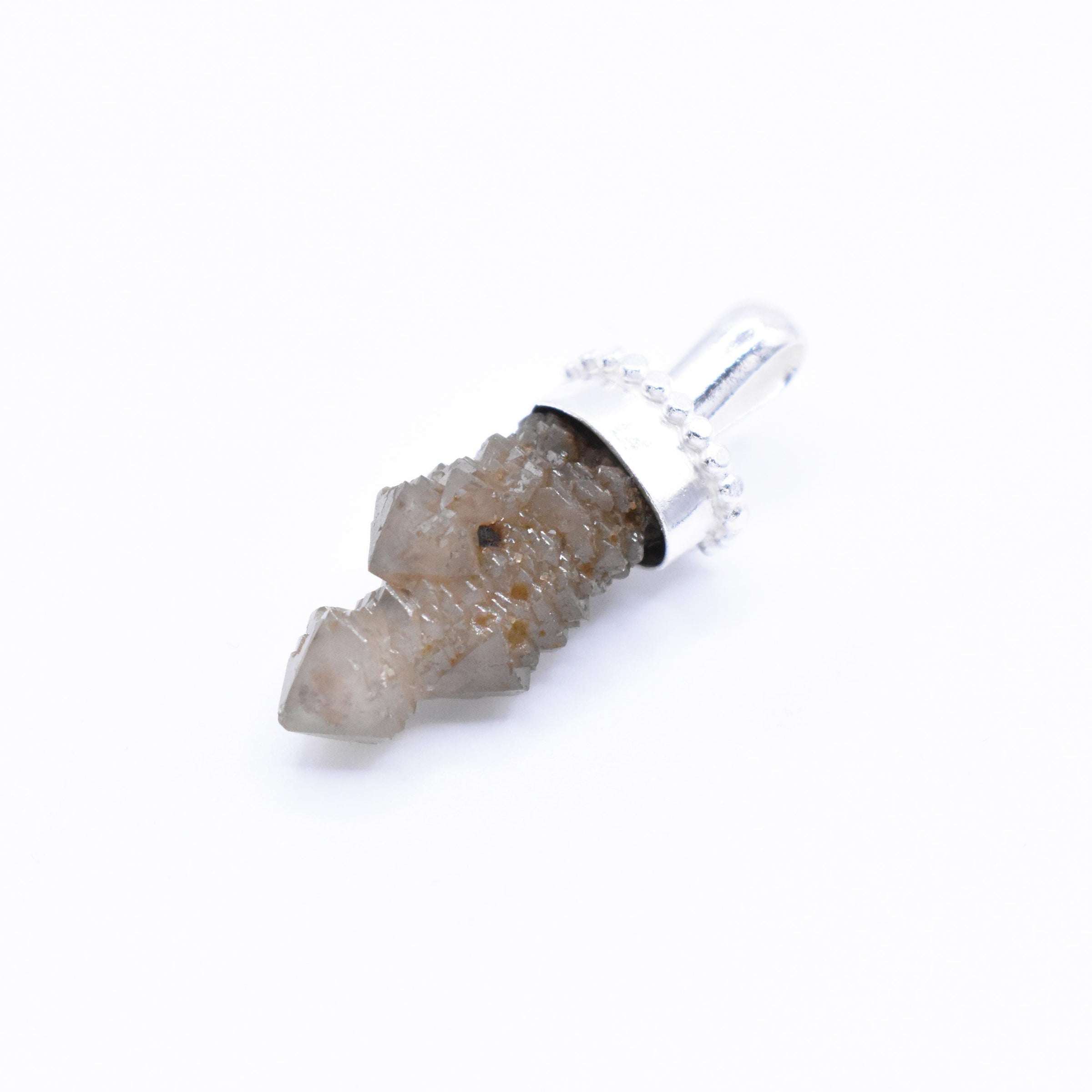 Handmade Mongolian Green Sceptre Generator Quartz Sterling Silver Pendant