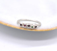 Multi-Coloured Garnet Sterling Silver Ring: Unique Handmade Natural Gemstone Jewellery