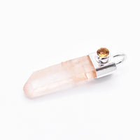 Handmade Golden Lemurian Quartz and Citrine Sterling Silver Pendant
