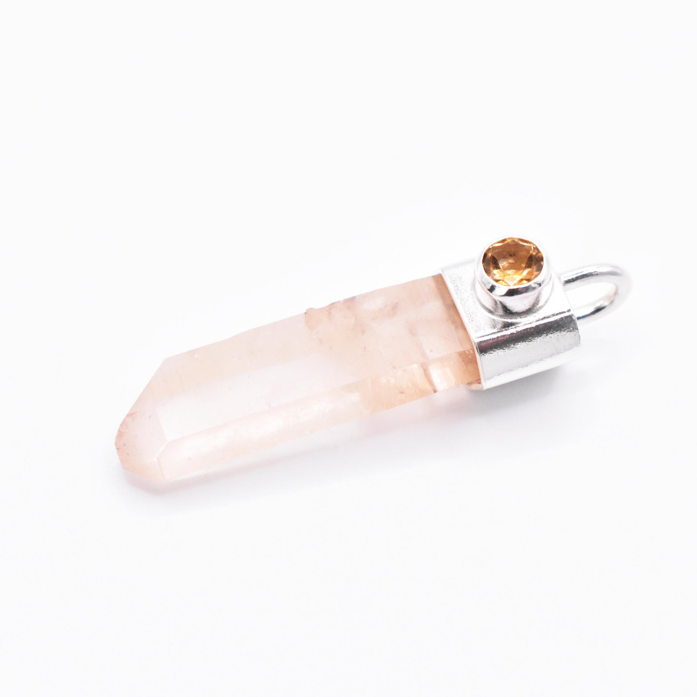 Handmade Golden Lemurian Quartz and Citrine Sterling Silver Pendant