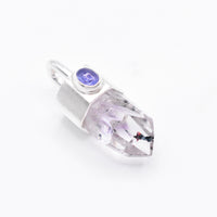Handmade Brandberg Harlequin Quartz and Tanzanite Sterling Silver Pendant