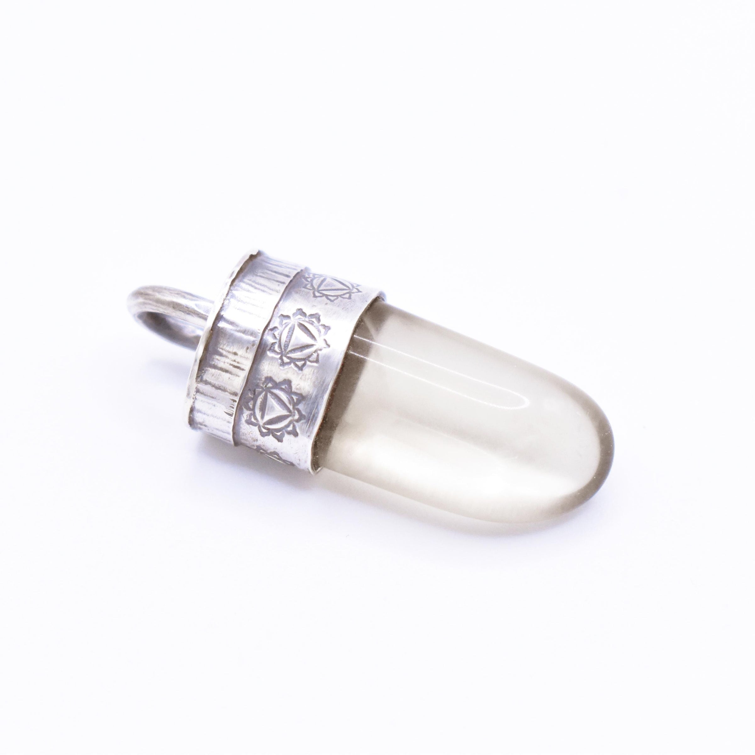 Handmade Citrine Stamped Sterling Silver Solar Plexus Chakra Pendant (Third Chakra)