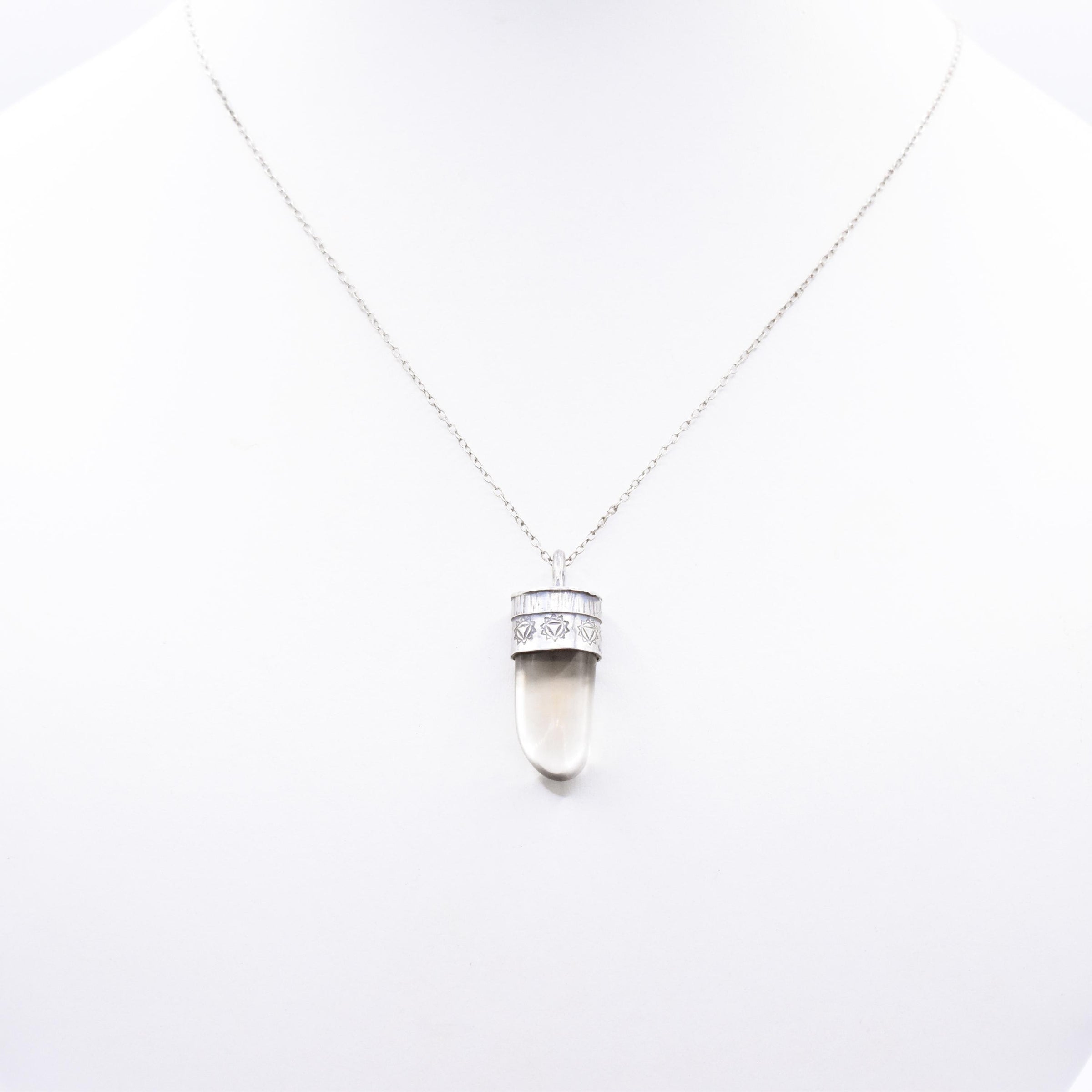 Handmade Citrine Stamped Sterling Silver Solar Plexus Chakra Pendant (Third Chakra)