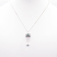 Handmade Himalayan Quartz and Emerald Hammered and Blackened Sterling Silver Pendant