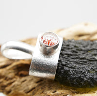 Handmade Moldavite & Super Seven Textured Sterling Silver Pendant