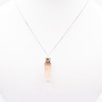 Handmade Golden Lemurian Quartz and Citrine Sterling Silver Pendant