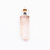 Handmade Golden Lemurian Quartz and Citrine Sterling Silver Pendant
