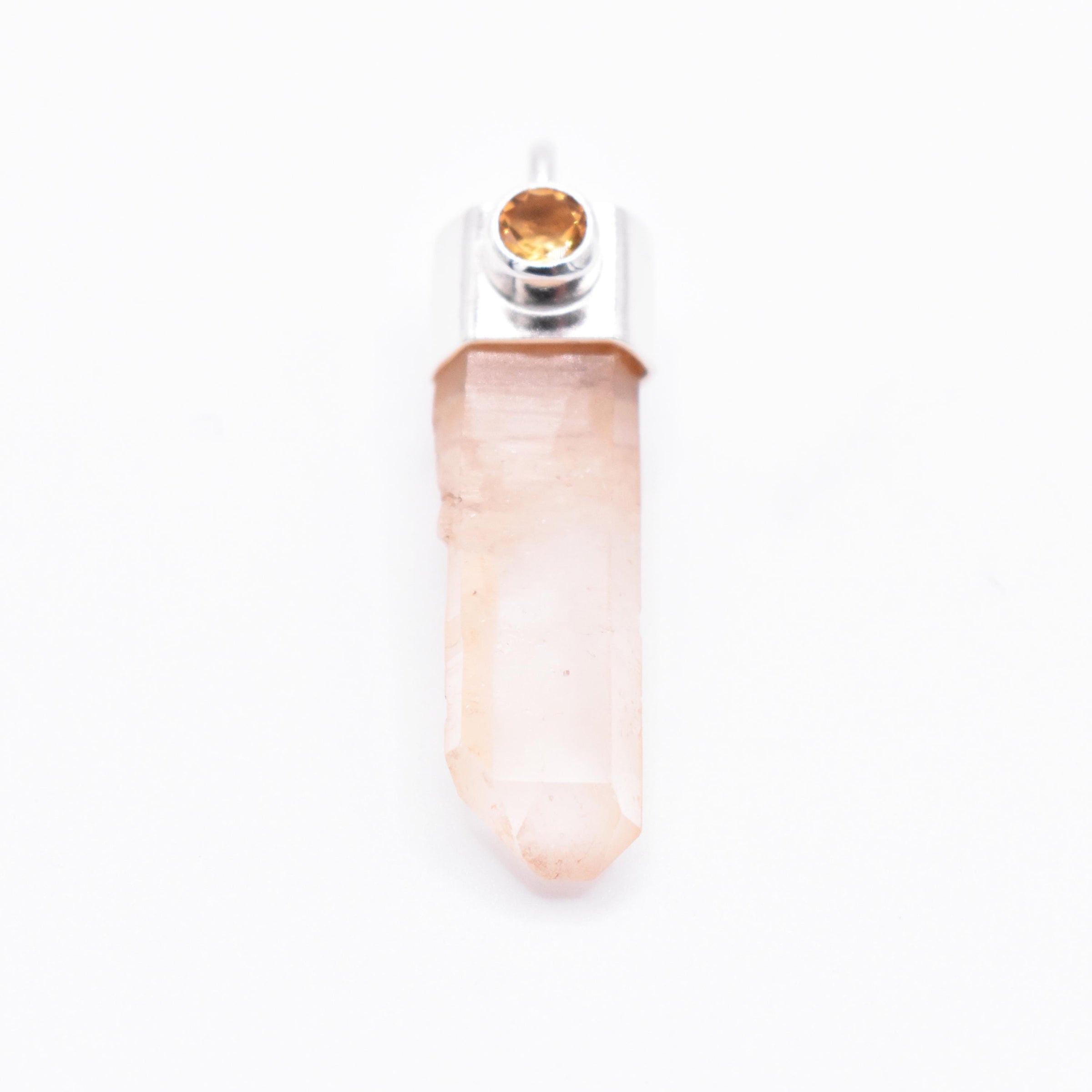 Handmade Golden Lemurian Quartz and Citrine Sterling Silver Pendant