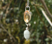 Citrine & Jade Sterling Silver Handmade Pendant: Unique Handmade Natural Gemstone Jewellery