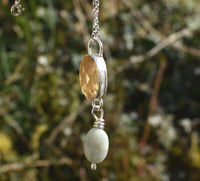 Citrine & Jade Sterling Silver Handmade Pendant: Unique Handmade Natural Gemstone Jewellery