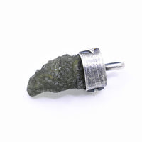 Handmade Moldavite and Peridot Sterling Silver and 24k Gold Keum-Boo Pendant