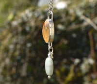 Citrine & Jade Sterling Silver Handmade Pendant: Unique Handmade Natural Gemstone Jewellery