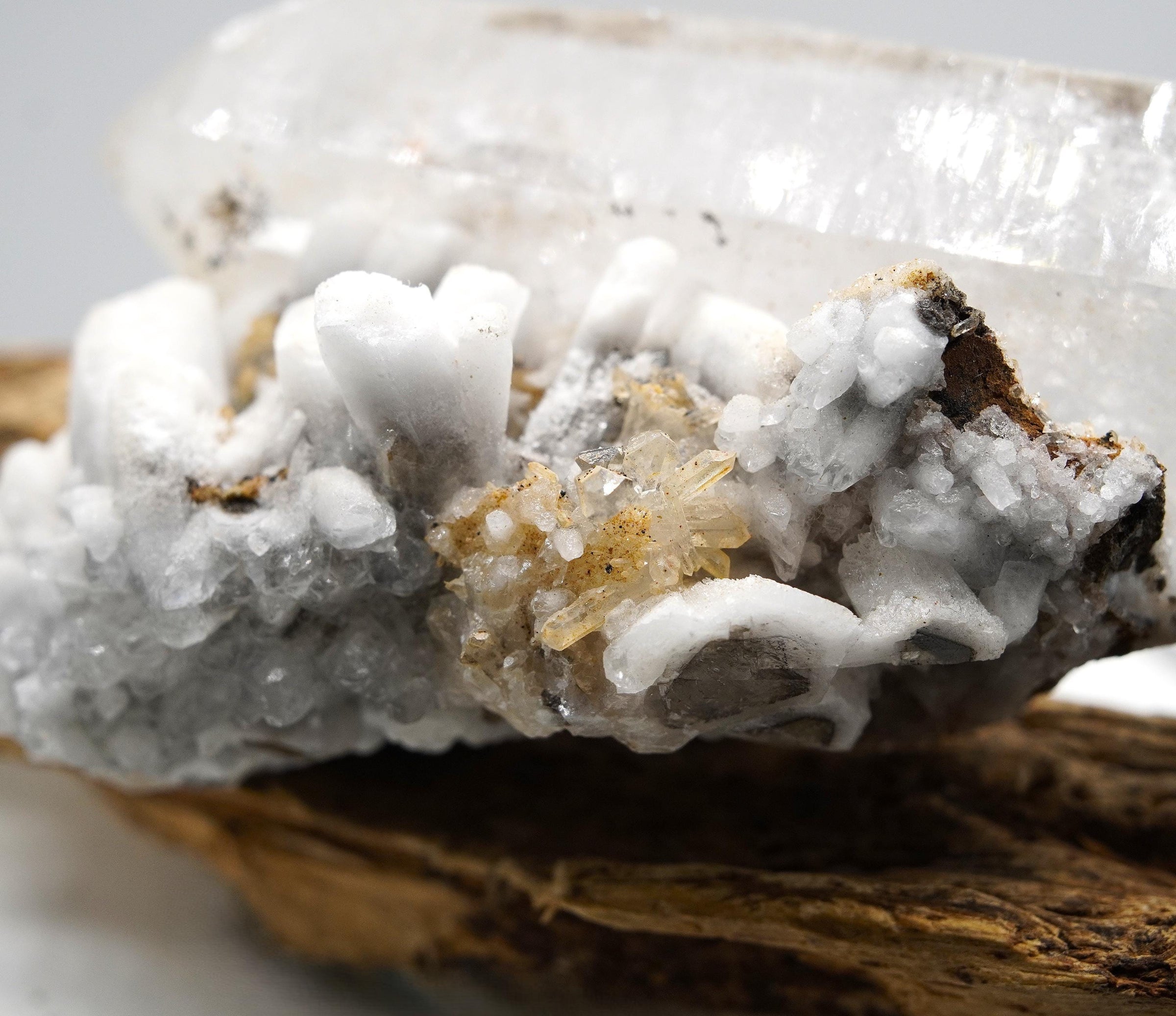 Brandberg DT with White Calcite Overgrowth: Ethically Hand-Mined Large Quartz Crystal
