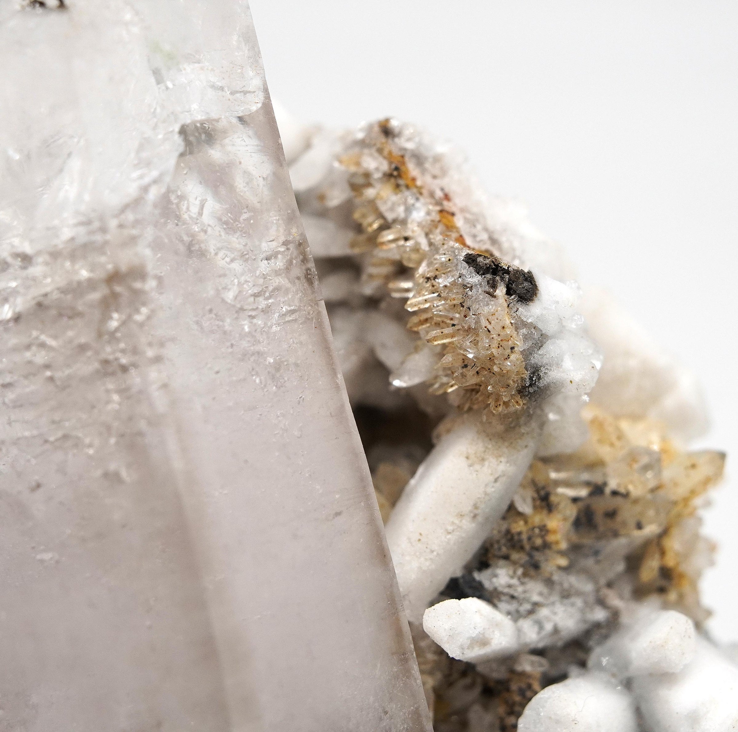 Brandberg DT with White Calcite Overgrowth: Ethically Hand-Mined Large Quartz Crystal