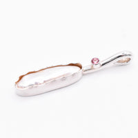 Sterling Silver Biwa Pearl and Pink Tourmaline Pendant