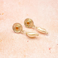 Sterling Silver Baroque Pearl and Sapphire Earrings: Unique Handmade Natural Gemstone Jewellery